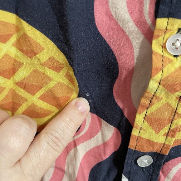 Duvin Mens Bacon Eggs Waffle Button Shirt Small Novelty Quirky Breakfast Foods - Picture 5 of 9